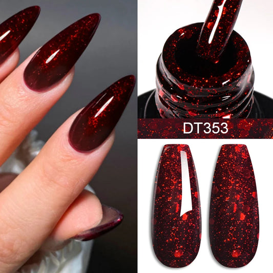 MEET ACROSS 7ml Red Gel Nail Polish – Semi-Permanent with Base & Top Coat