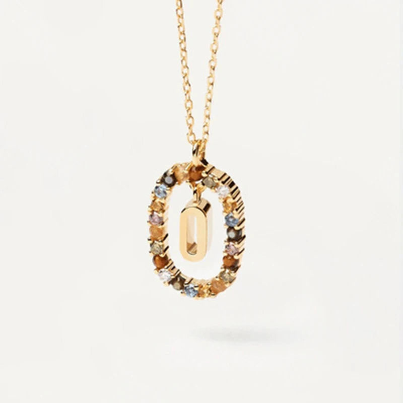 26 English Letter Pendant 925 Sterling Zircon Necklace – Fine Jewelry Choker for Women