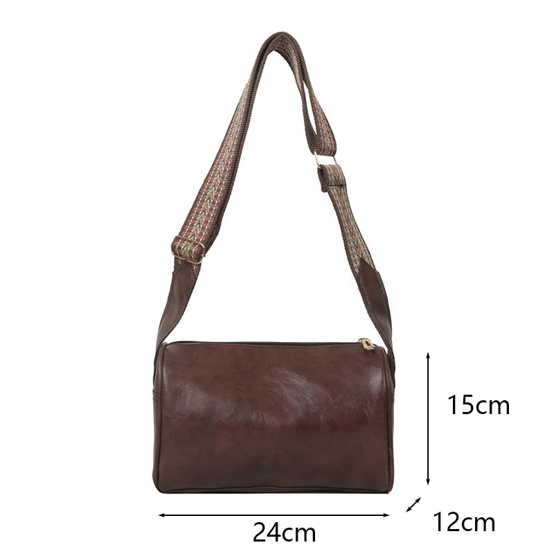 Vintage PU Leather Boston Handbag – Small Designer Crossbody & Travel Shoulder Bag for Women