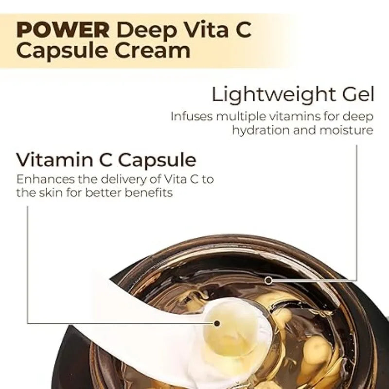 Deep Vita C Capsule Cream – Face Moisturizer Gel with Collagen & Niacinamide | Anti-Wrinkle, Firming, Repairing & Hydrating Skincare