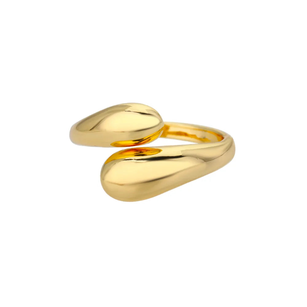 Gold Stainless Steel Open Ring – Waterproof Women’s Wedding Band Jewelry