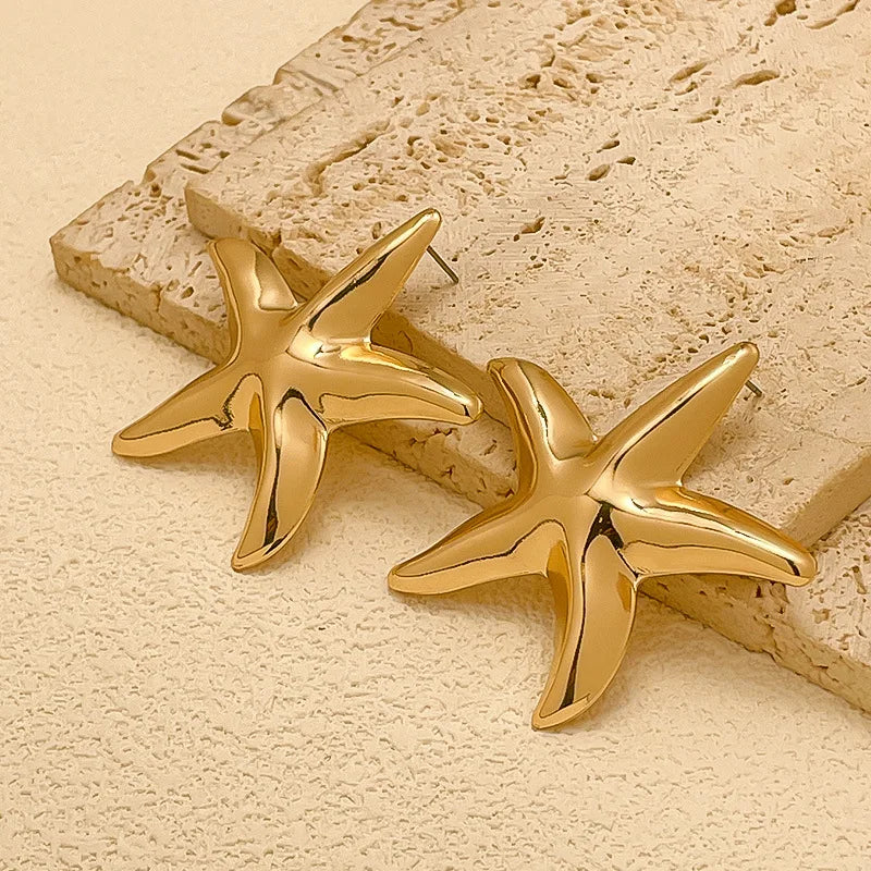 Boho Starfish Shell Ear Cuffs – Asymmetrical Beach Party Earrings for Women