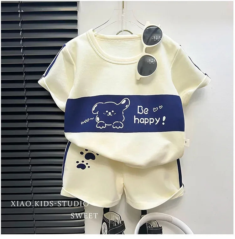 Kids Cotton Summer Set – Short Sleeve Tops & Shorts for Girls & Boys