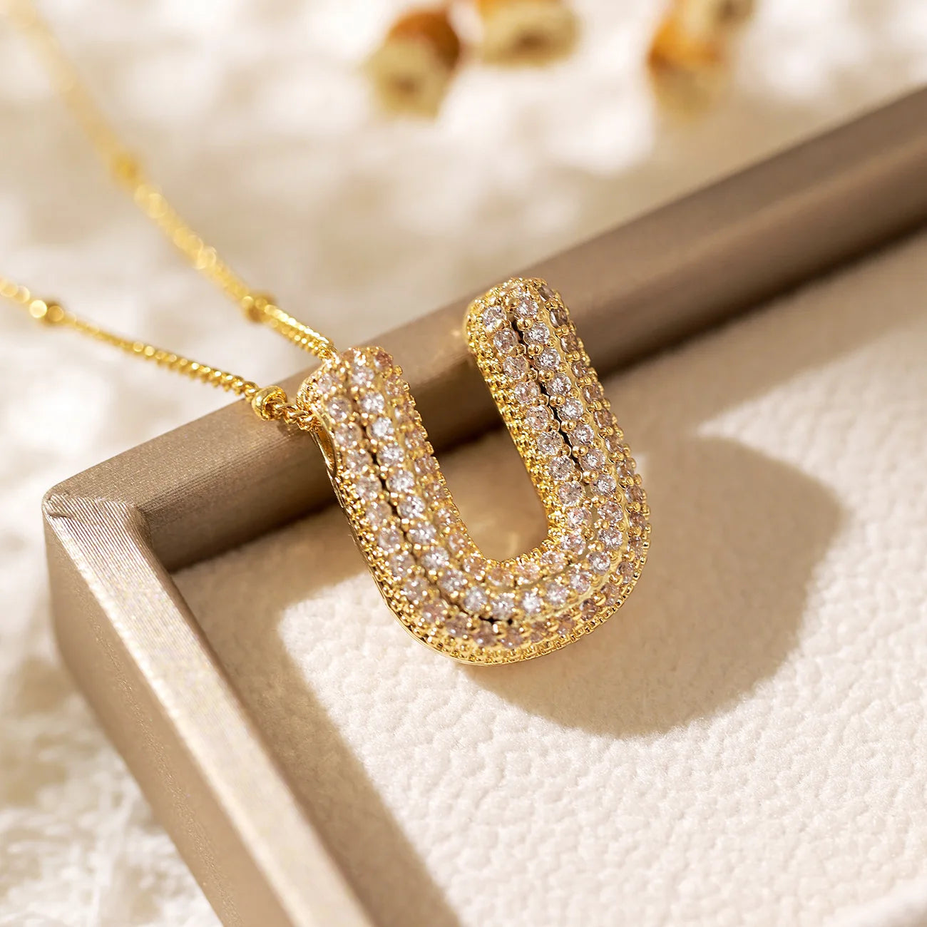 Gold A–Z Letter Necklace – Zircon Pendant Minimalist Chain