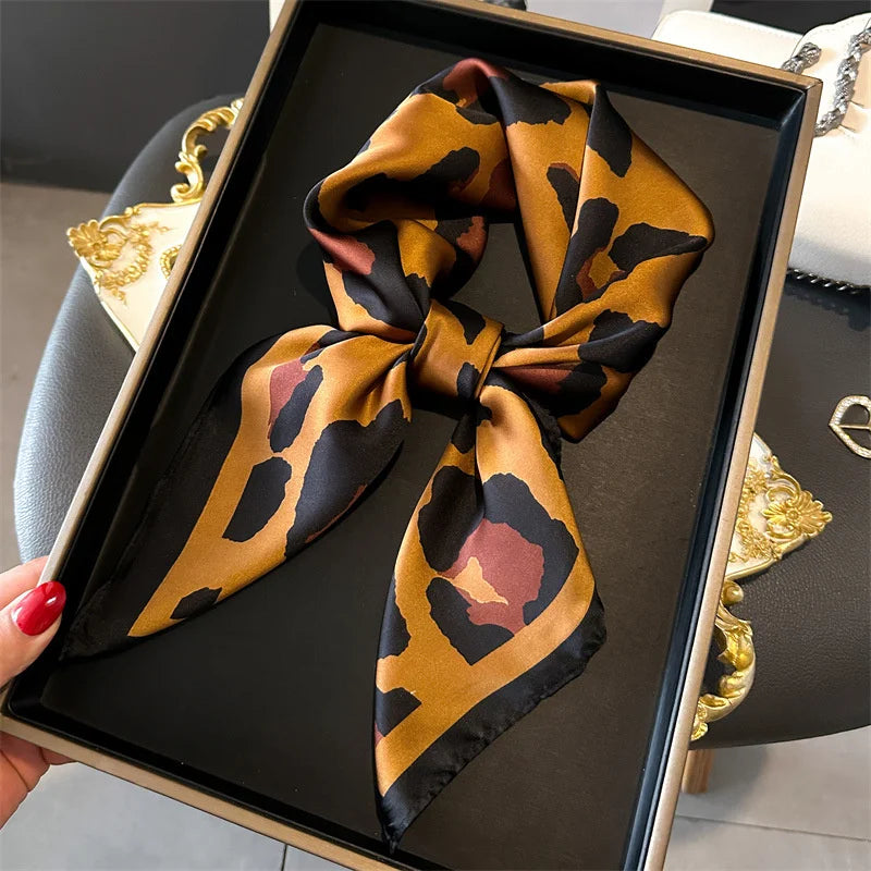 2025 New 70x70cm Printed Women’s Silk Scarf – Luxury Pashmina Square Shawl & Headband