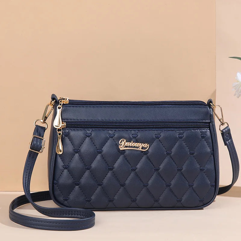 Embroidered Leather Handbag – Stylish Messenger Shoulder Bag for Women