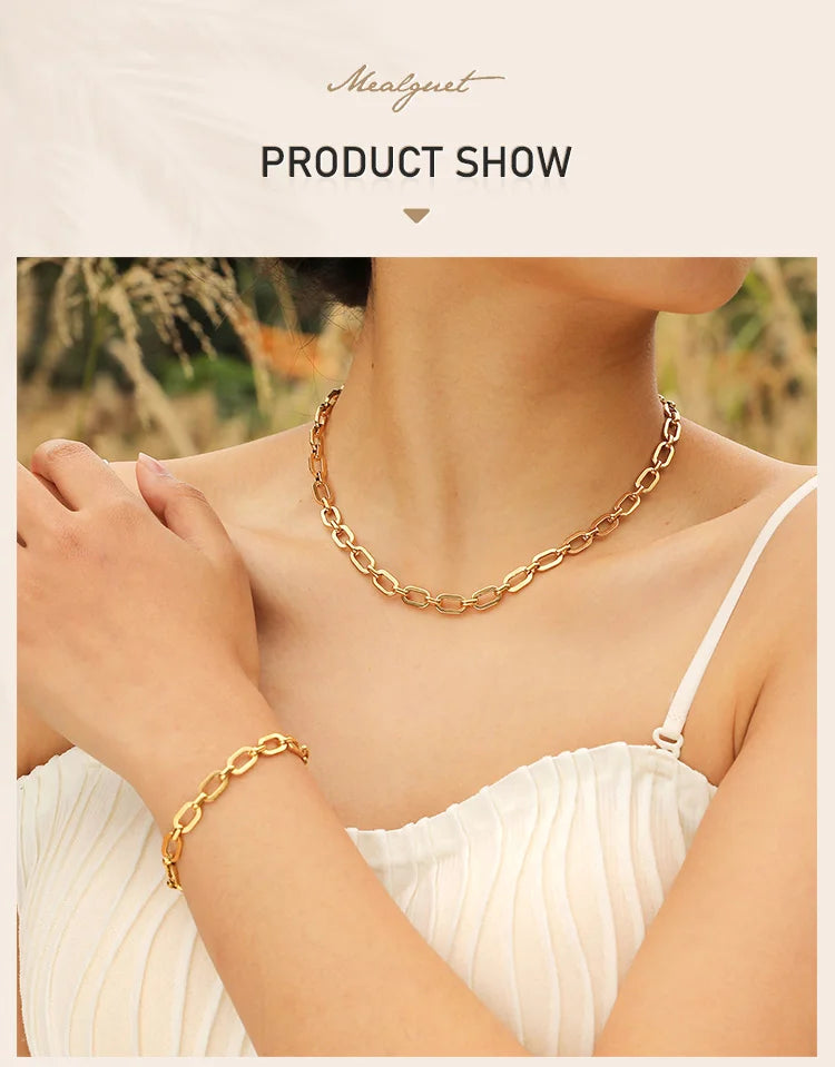 Chunky Gold Link Necklace – Thick Oval Chain Choker for Women