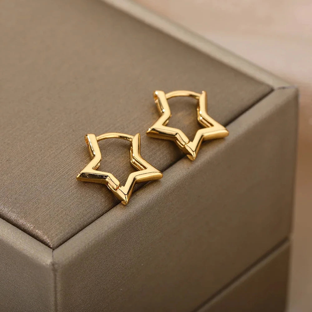 Gold Heart Zircon Hoop Earrings – Waterproof Stainless Steel Jewelry