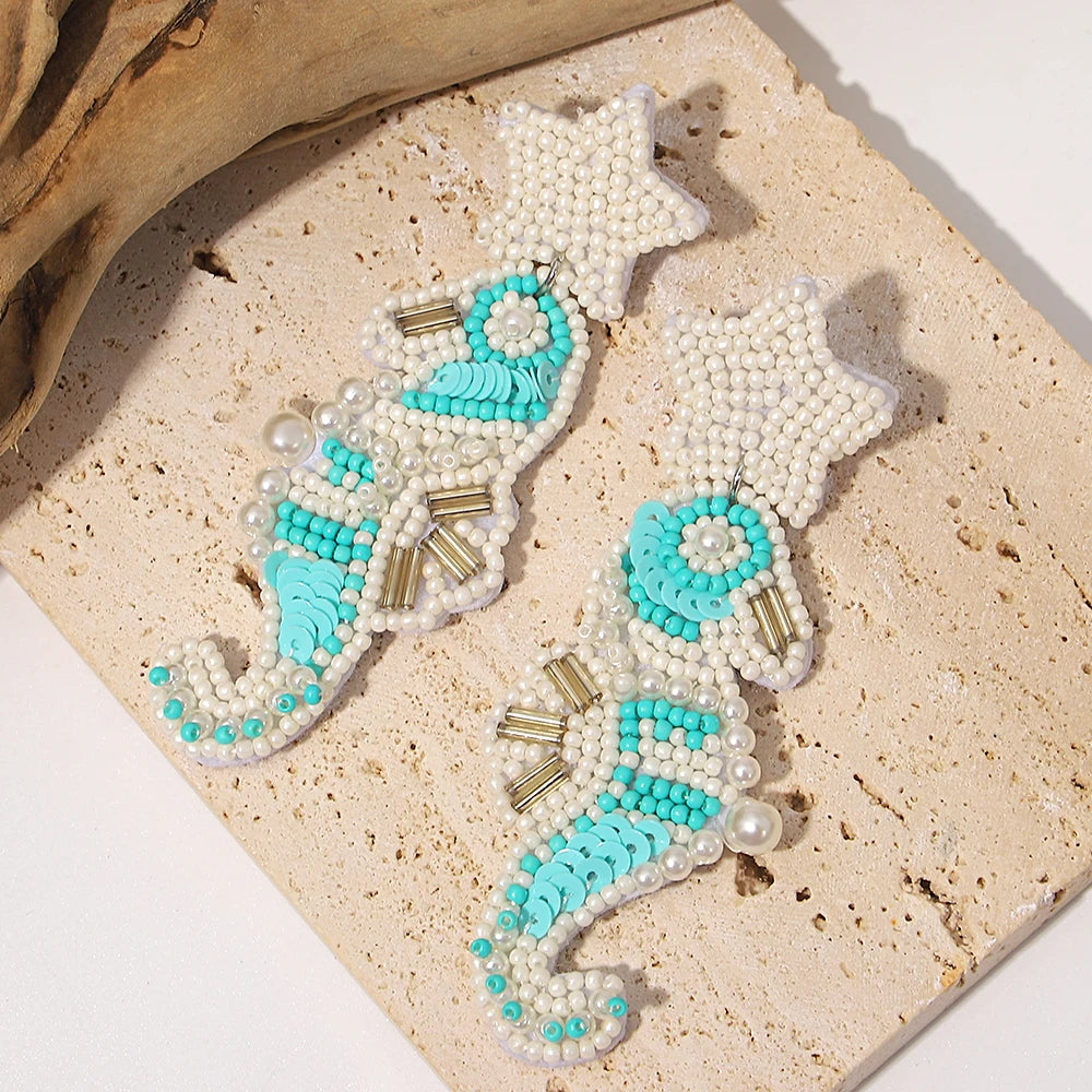 Bohemian Starfish Lobster Conch Earrings – Handmade Summer Beach Jewelry