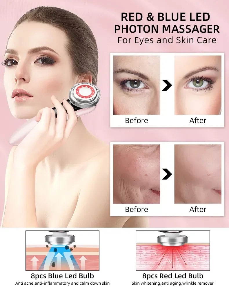 4 in 1 RF EMS Facial Massager Multifunction Skin Care Tools Face Beauty Device Double Chin Removal Face Firming Massager