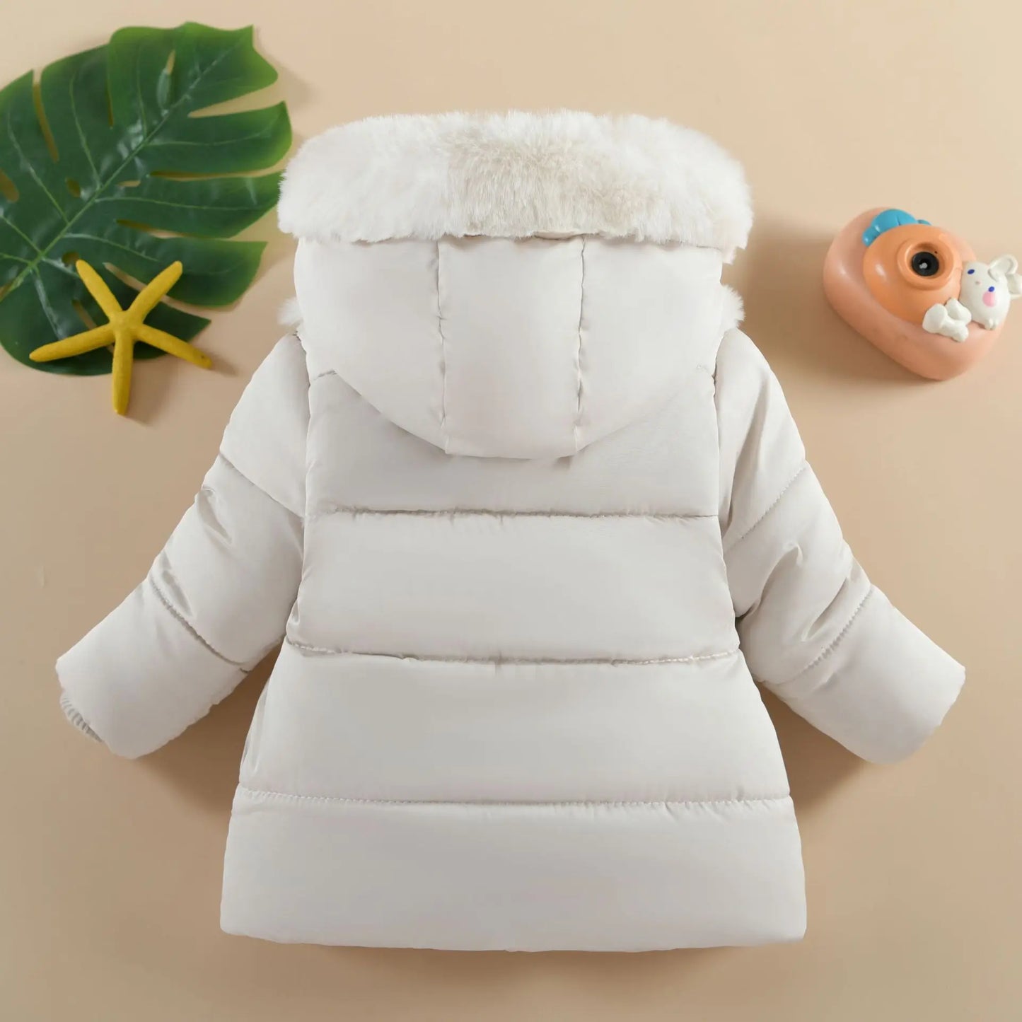 Winter Baby Girls Hooded Jacket – Warm Windproof Zipper Outerwear 1–4Y