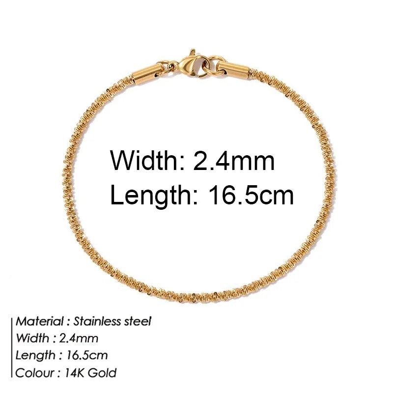 Gold Stainless Steel Twist Cuban Chain Bracelet – Women’s Jewelry Gift