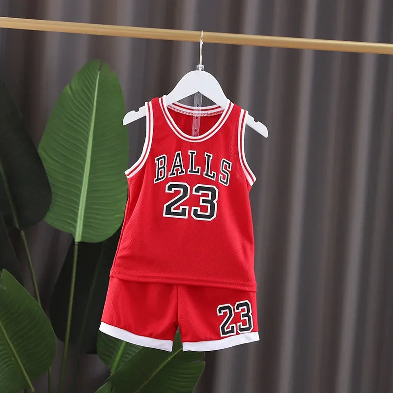 2025 Summer Baby Basketball Outfit – T-Shirt & Shorts Tracksuit for Boys & Girls (Ages 1-6)