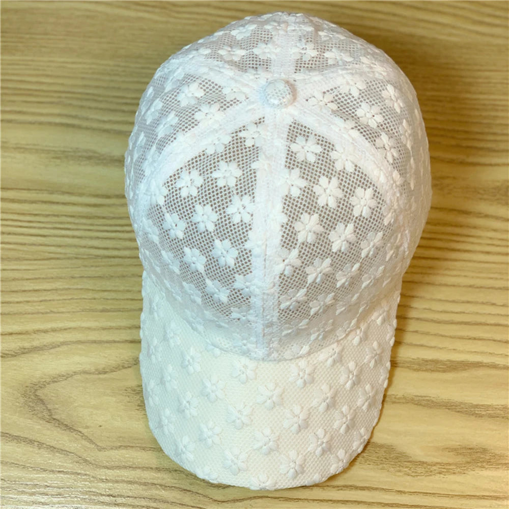 Lace Flower Thin Baseball Cap – Women’s Summer Breathable Sun Hat