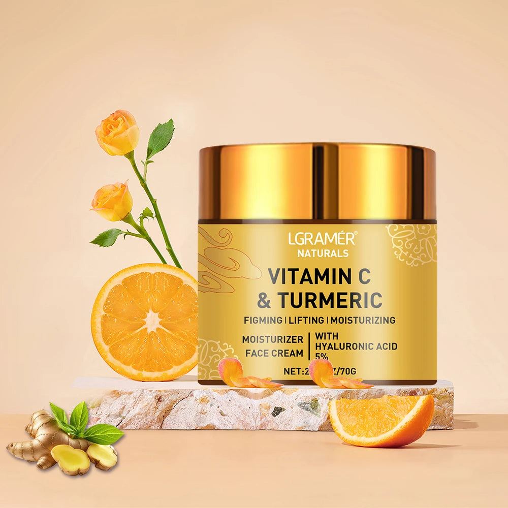 Turmeric & Vitamin C Face Cream – Retinol, Hyaluronic Acid | Moisturizing, Firming, Brightening, Repairing & Whitening Skincare