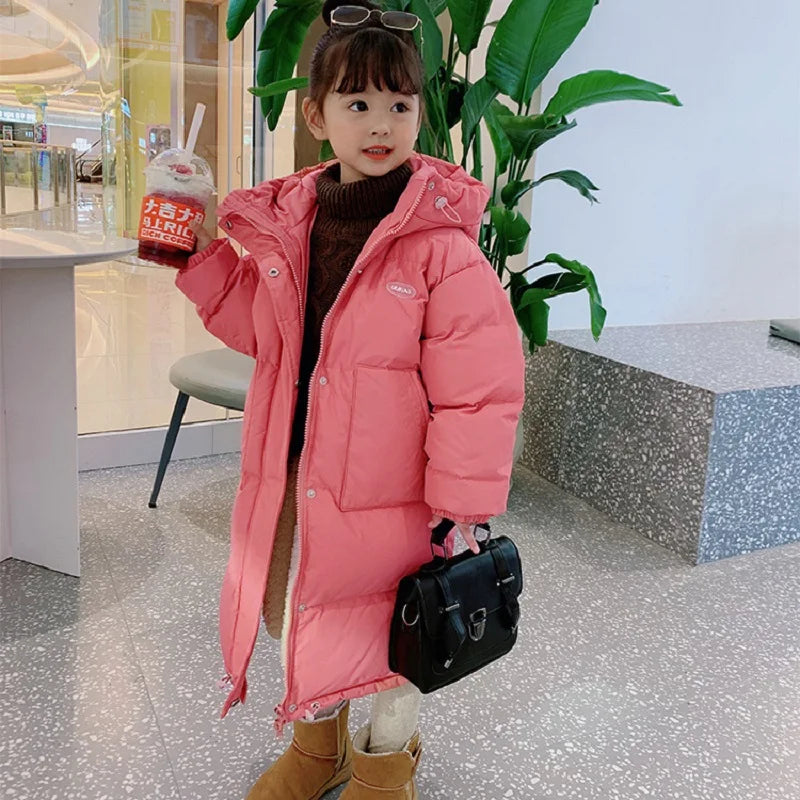 Winter Warm Girls Hooded Puff Jacket – Cotton Lined Zipper Coat, Thick Kids School Outfits 2-14Y