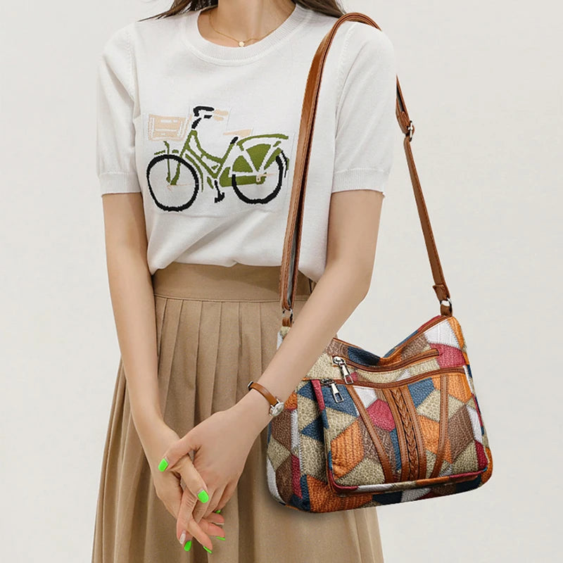 Vintage Multi-Pocket Crossbody Bag – Elegant All-Match Shoulder Handbag for Women