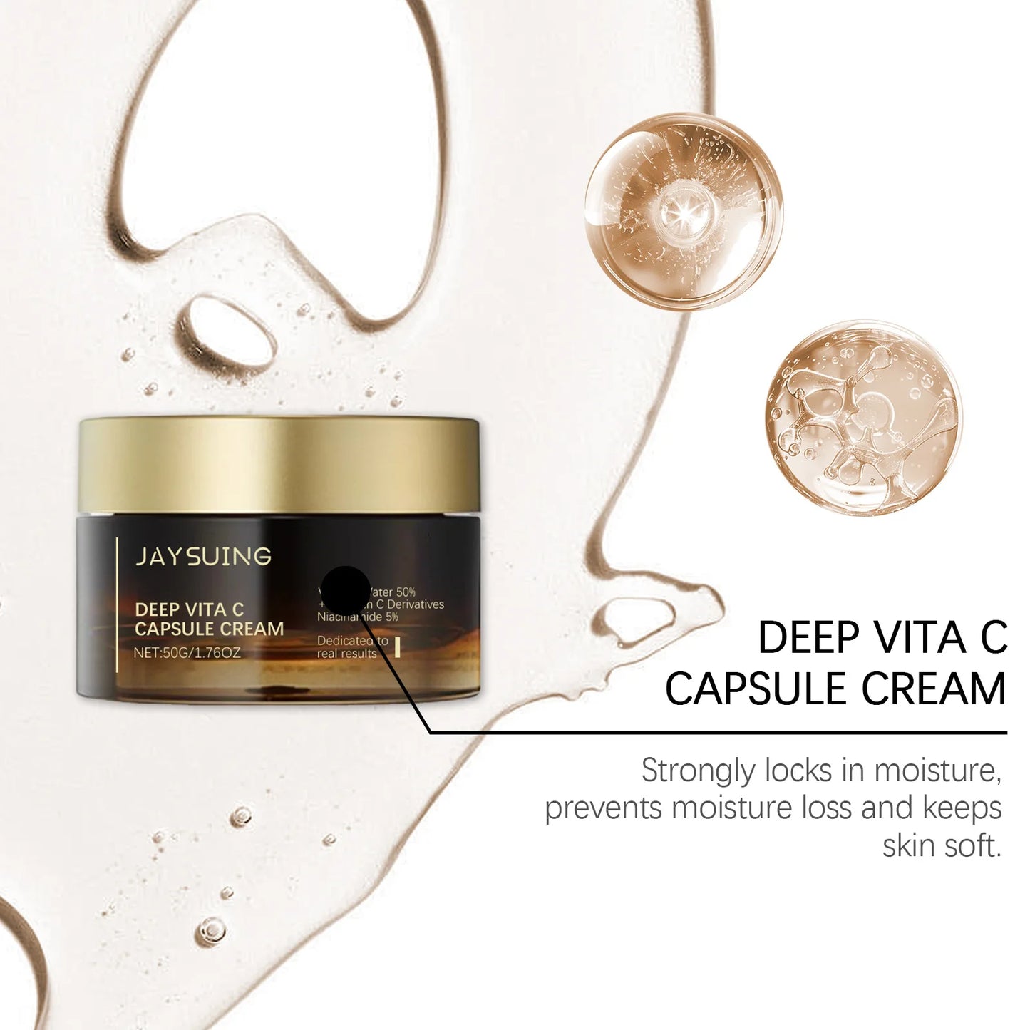 Deep Vita C Capsule Cream – Face Moisturizer Gel with Collagen & Niacinamide | Anti-Wrinkle, Firming, Repairing & Hydrating Skincare