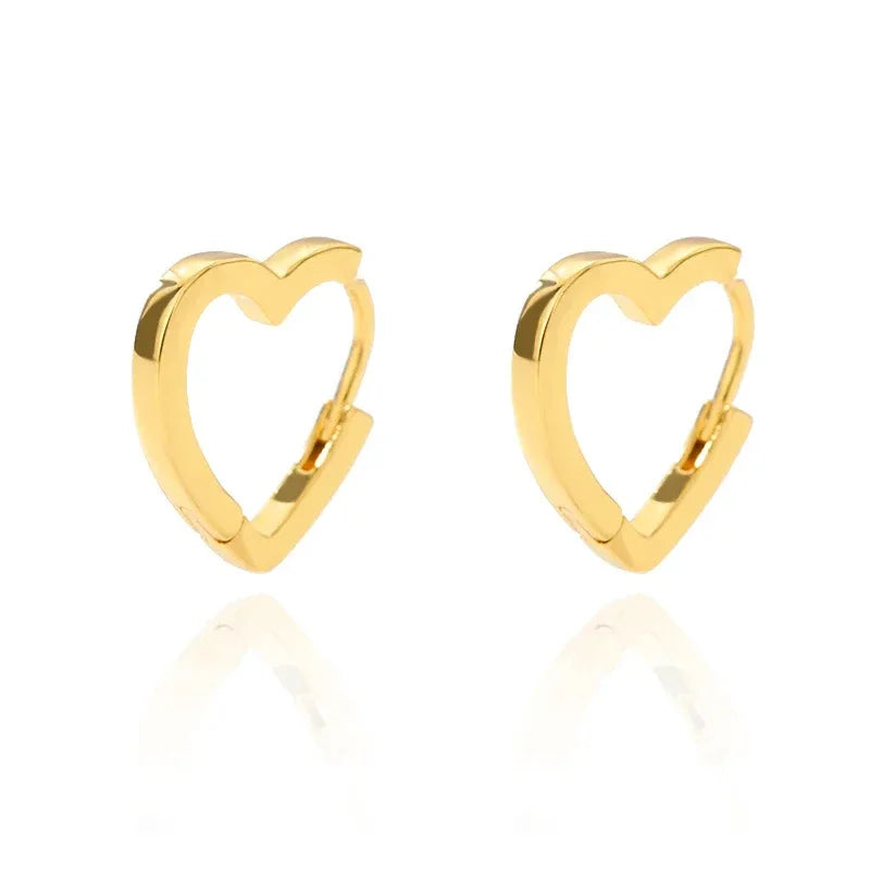 Gold Heart Zircon Hoop Earrings – Waterproof Stainless Steel Jewelry
