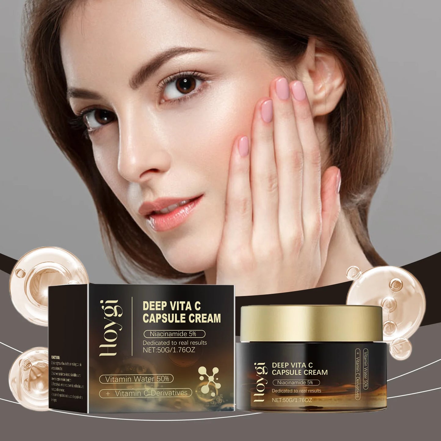 Deep Vita C Capsule Cream – Face Moisturizer Gel with Collagen & Niacinamide | Anti-Wrinkle, Firming, Repairing & Hydrating Skincare