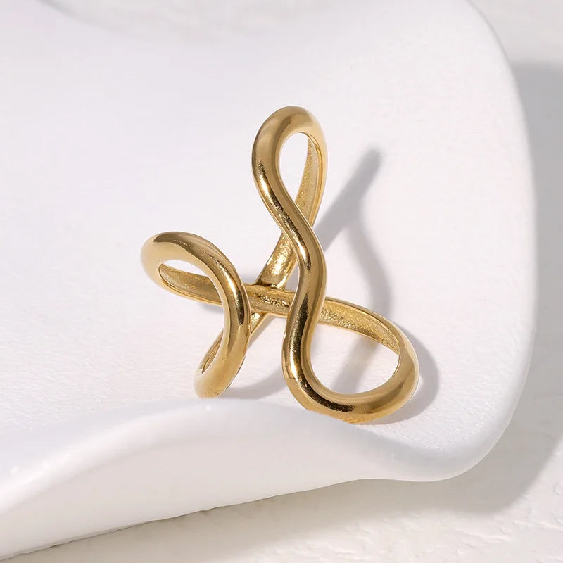 18K Gold Plated Open Ring – Waterproof Stainless Steel Women’s Jewelry