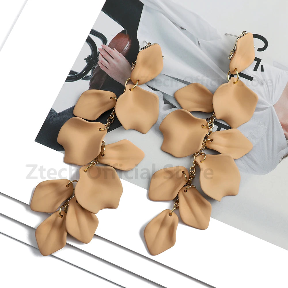 Multicolor Acrylic Petal Tassel Earrings – Luxury Women’s Wedding Jewelry