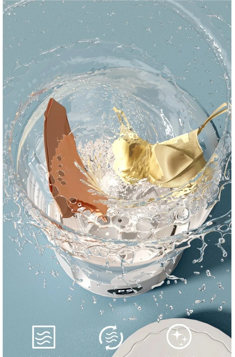 1.5L Cordless Mini Washer – USB Rechargeable, 2 Speeds, Perfect for Socks & Underwear on the Go
