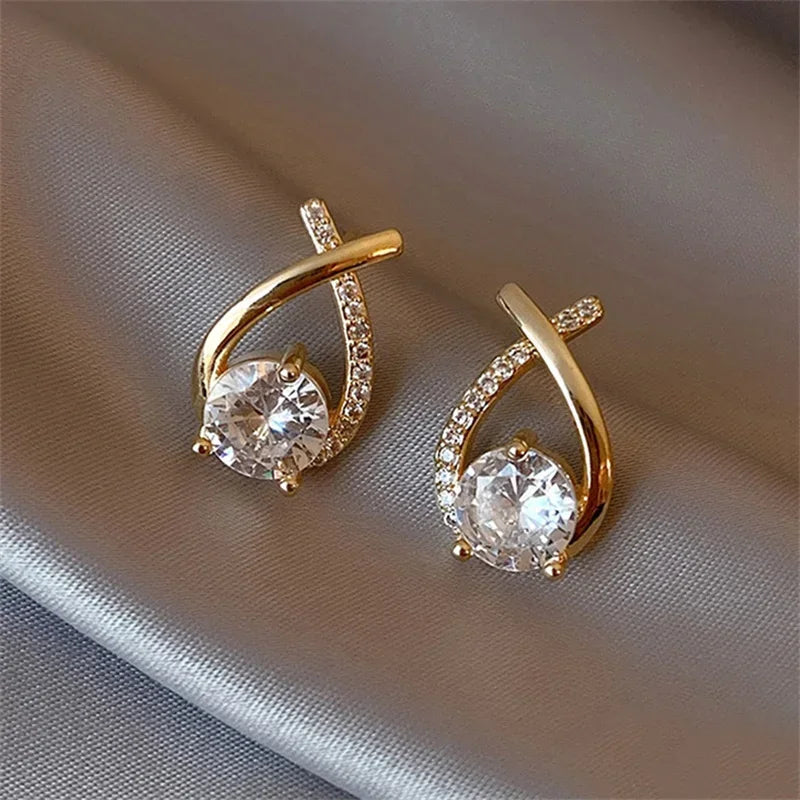 Crystal Cross Stud Earrings – Elegant Korean Style Women’s Jewelry