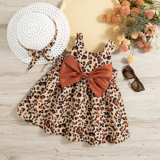 Baby Girl Leopard Print Dress – Bow Detail Suspender Party Outfit
