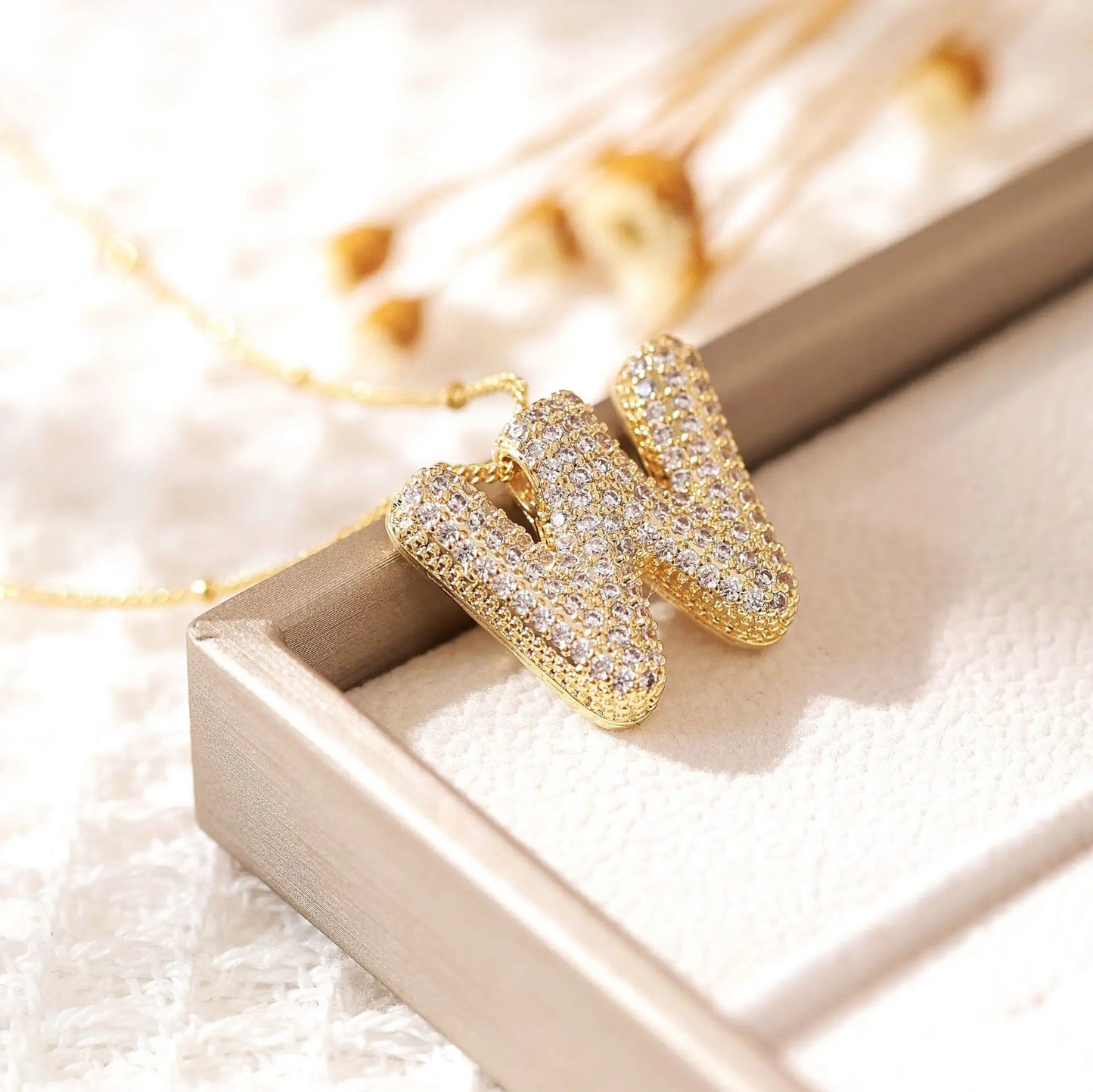 Gold A–Z Letter Necklace – Zircon Pendant Minimalist Chain