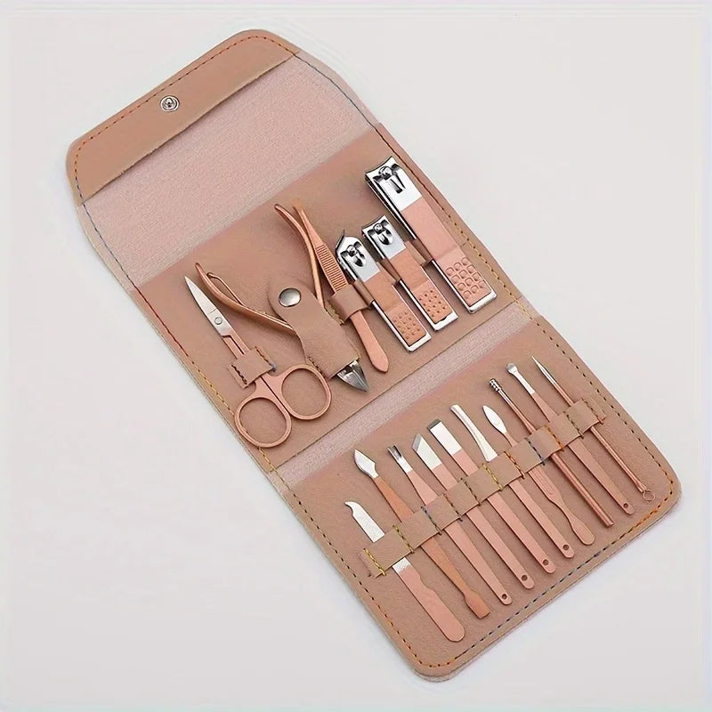 16pcs Manicure & Pedicure Set – Professional Nail Clippers with Travel Case