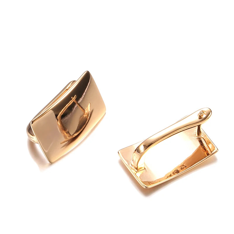585 Rose Gold Square Dangle Earrings – Glossy Women’s Fine Jewelry