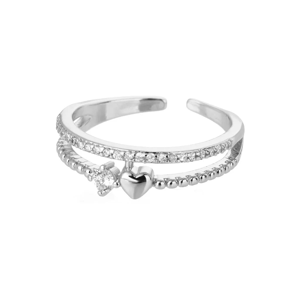 Zircon Little Heart Stainless Steel Ring – Minimalist Dainty Valentine’s Gift for Women