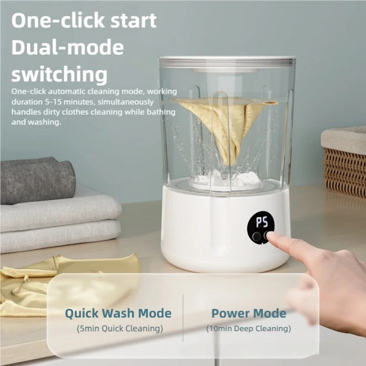 1.5L Cordless Mini Washer – USB Rechargeable, 2 Speeds, Perfect for Socks & Underwear on the Go
