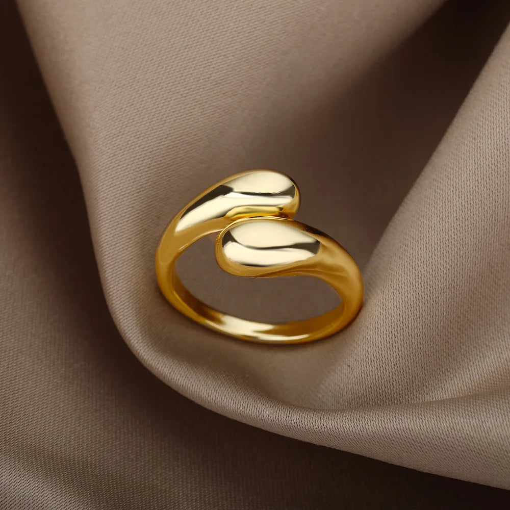 2025 Trendy Gold Stainless Steel Rings for Women – Wedding & Couple Jewelry