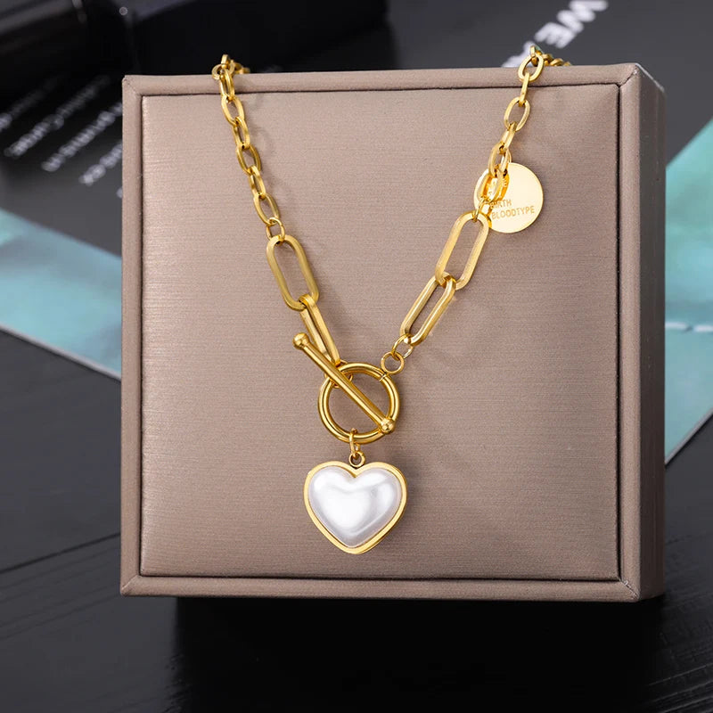 316L Stainless Steel Multilayer Heart Necklace – Gold Goth Clavicle Choker for Women