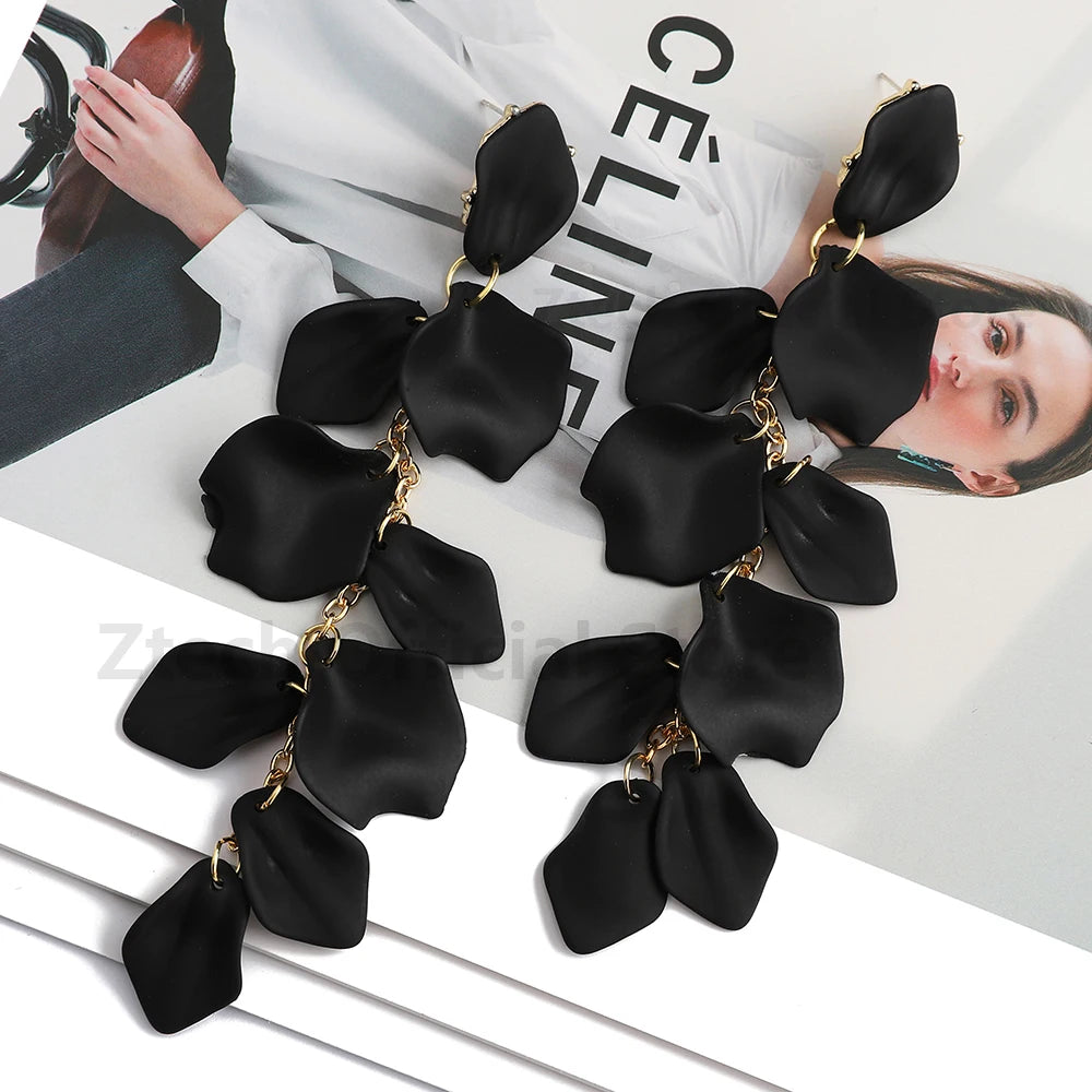 Multicolor Acrylic Petal Tassel Earrings – Luxury Women’s Wedding Jewelry