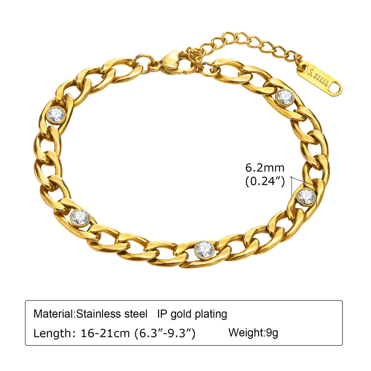 18K Gold Plated Paperclip Chain Bracelet – Adjustable Chunky Stainless Steel Jewelry