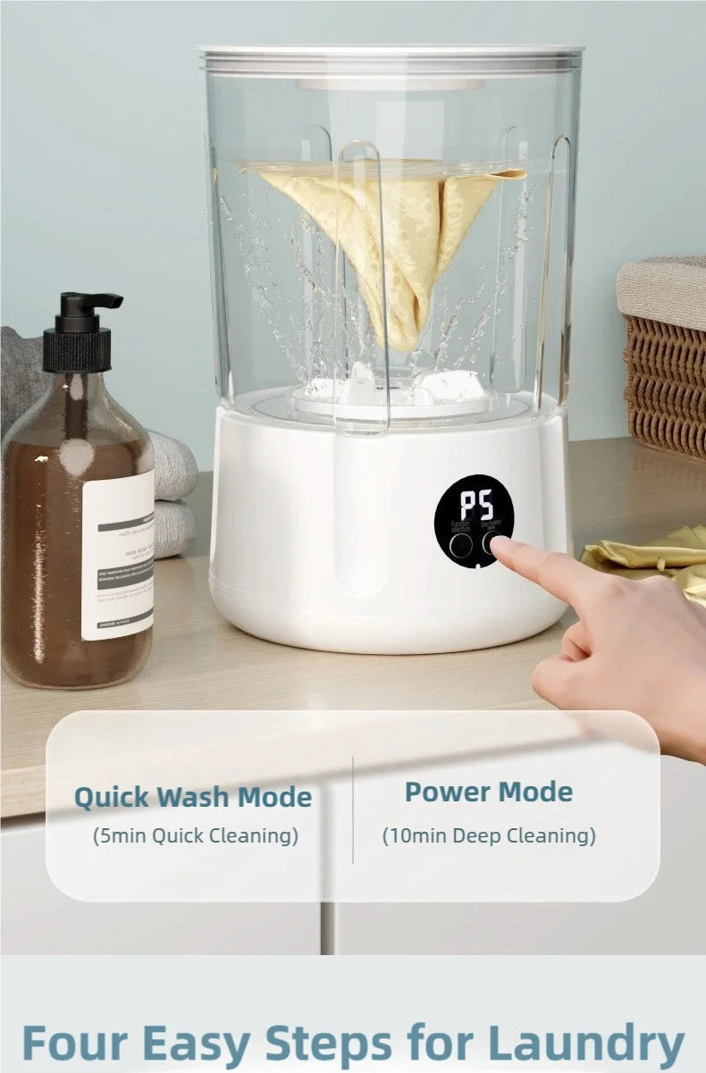 1.5L Cordless Mini Washer – USB Rechargeable, 2 Speeds, Perfect for Socks & Underwear on the Go
