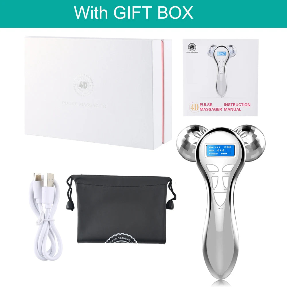 4D EMS Face Massager Roller – Microcurrent Lifting Device for Face, Neck & Eyes