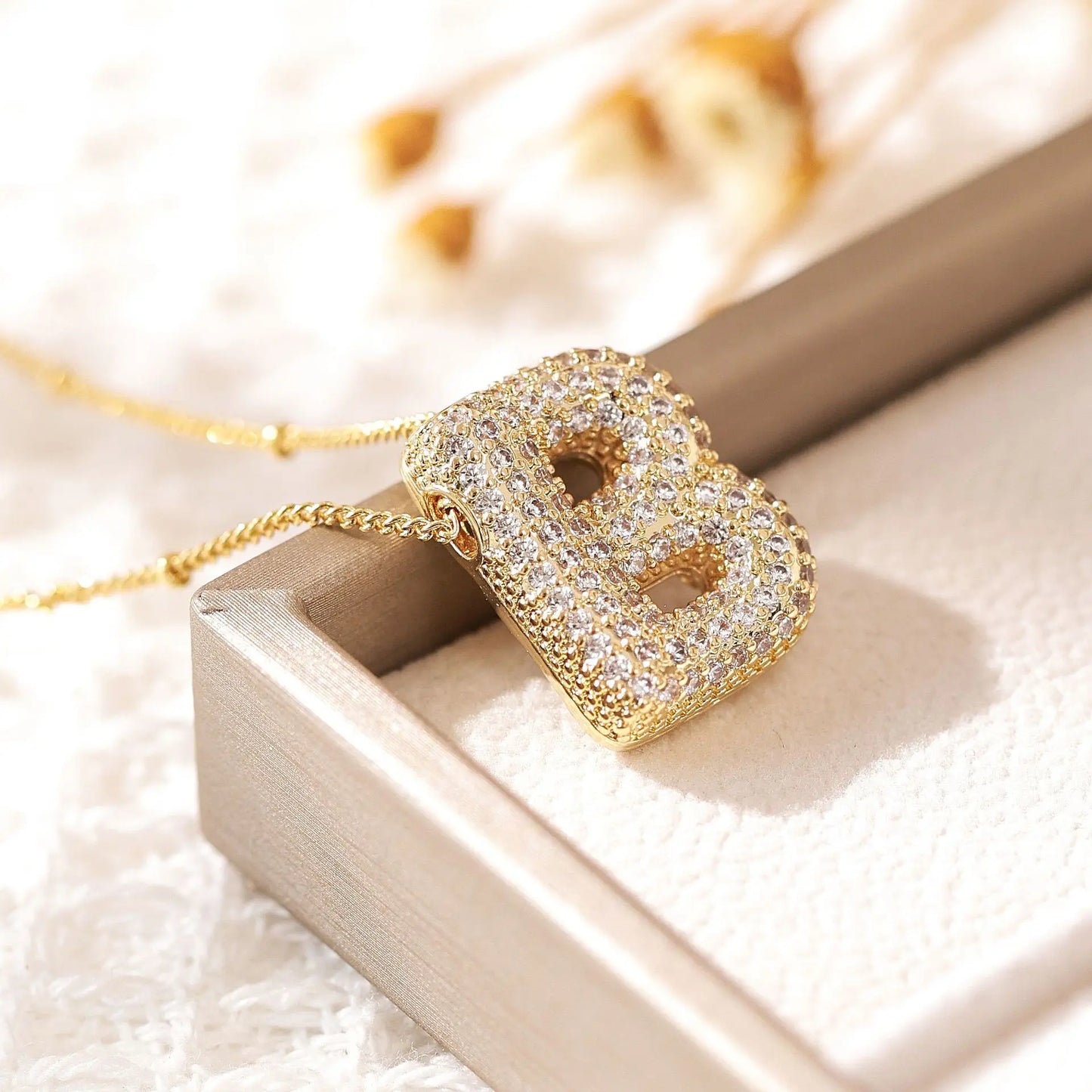 Gold A–Z Letter Necklace – Zircon Pendant Minimalist Chain