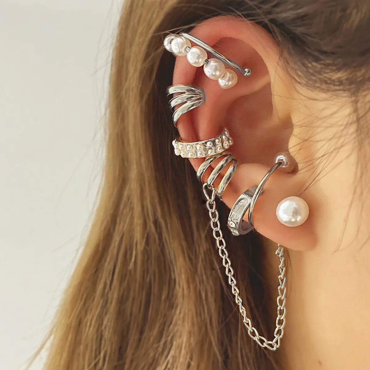 10Pcs Rose Gold Leaf Ear Cuff Set – Non-Piercing Women’s Jewelry