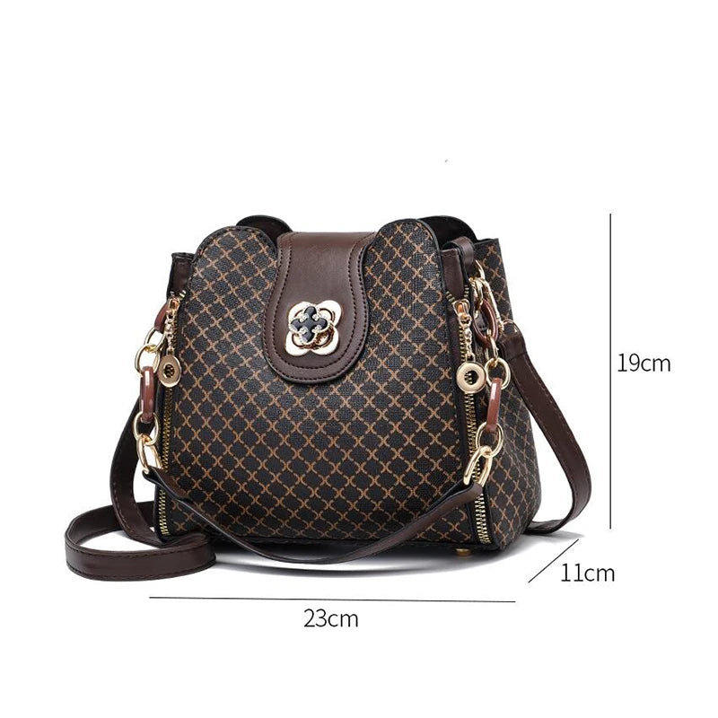 Luxury Check Print Bucket Bag – Large Capacity Shoulder & Crossbody Handbag for Women