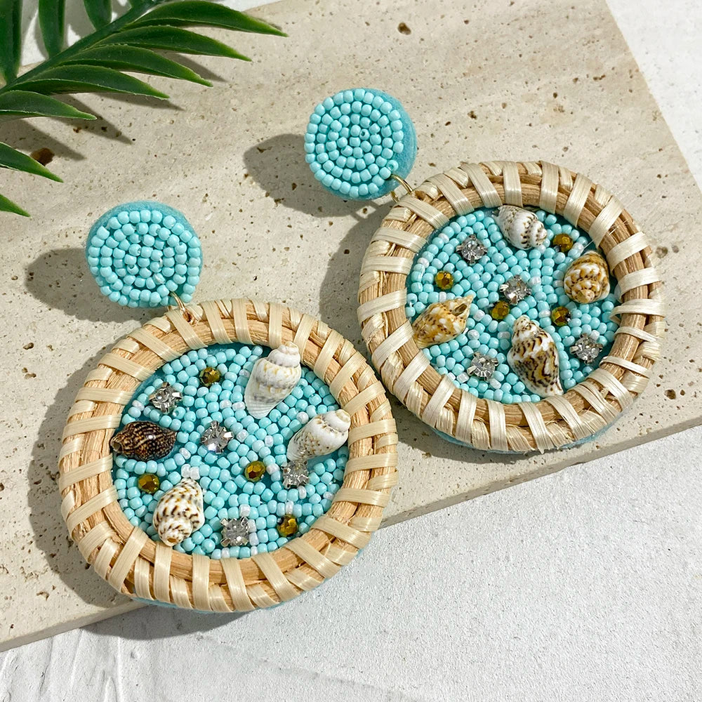 Bohemian Starfish Lobster Conch Earrings – Handmade Summer Beach Jewelry