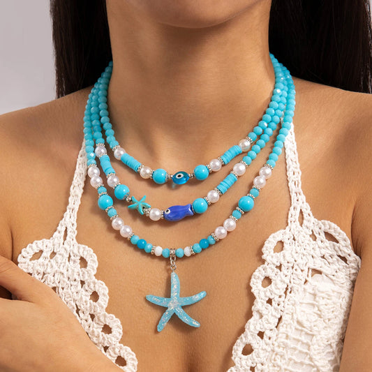 Tocona Bohemia Multicolor Bead & Shell Pendant Necklace – Adjustable Summer Beach Jewelry for Women