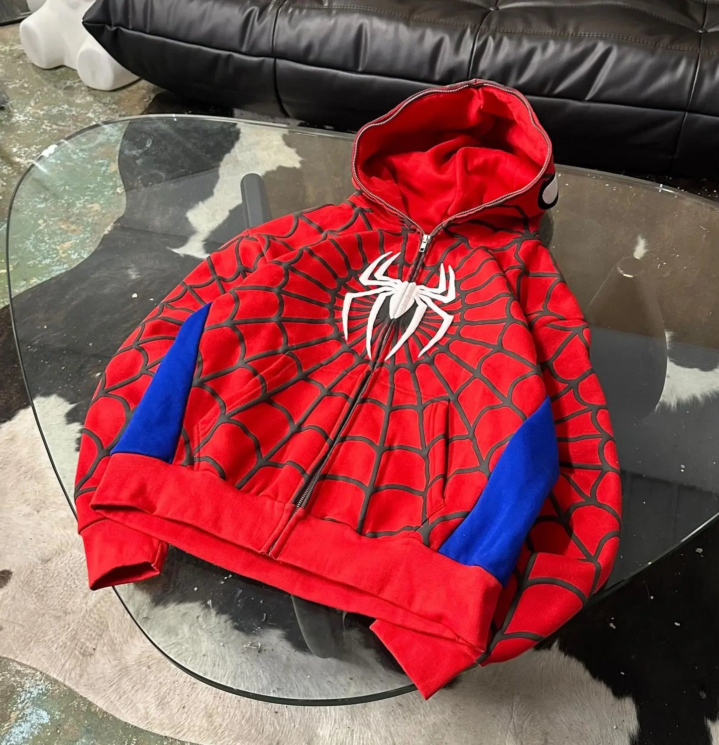 Spider Y2K Vintage Zip-Up Hoodie – Oversized Unisex Streetwear