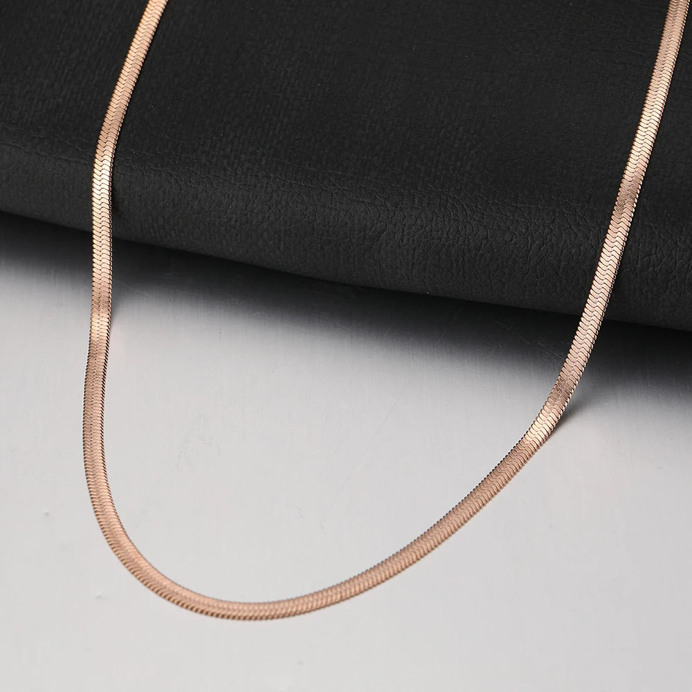 Stainless Steel Herringbone Snake Chain – Unisex Waterproof Choker Necklace