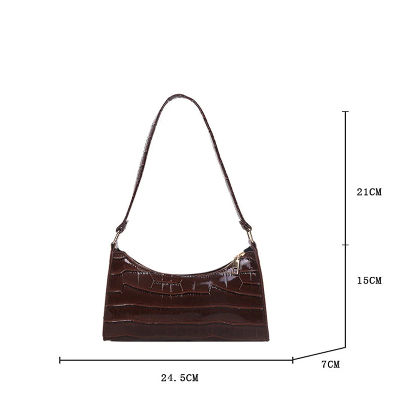 Retro Alligator Pattern PU Leather Handbag – Small Shoulder & Clutch Tote for Women
