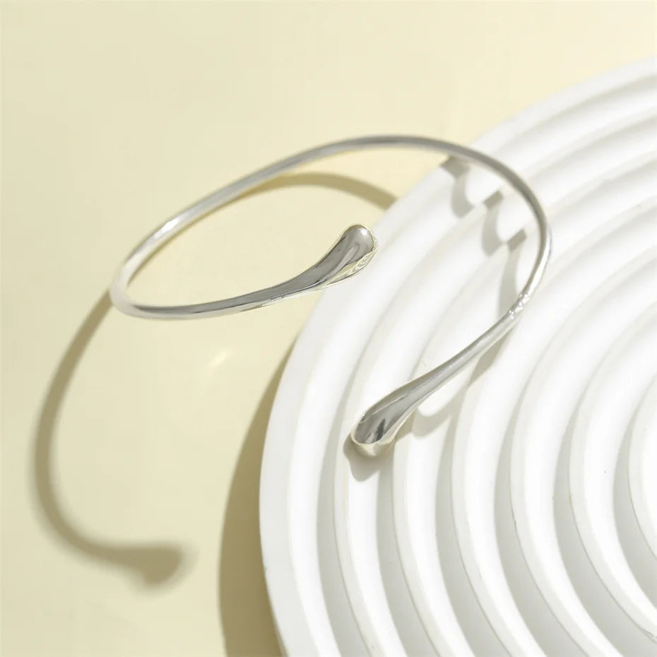 Vintage Water Drop Open Cuff Bangle – Geometric Arm Bracelet for Women 2025