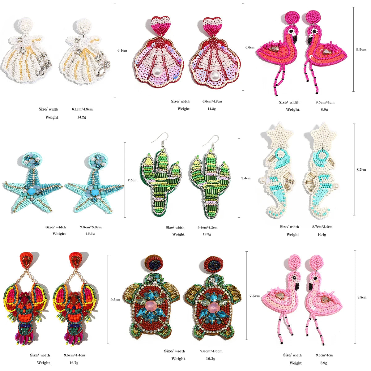 Bohemian Starfish Lobster Conch Earrings – Handmade Summer Beach Jewelry